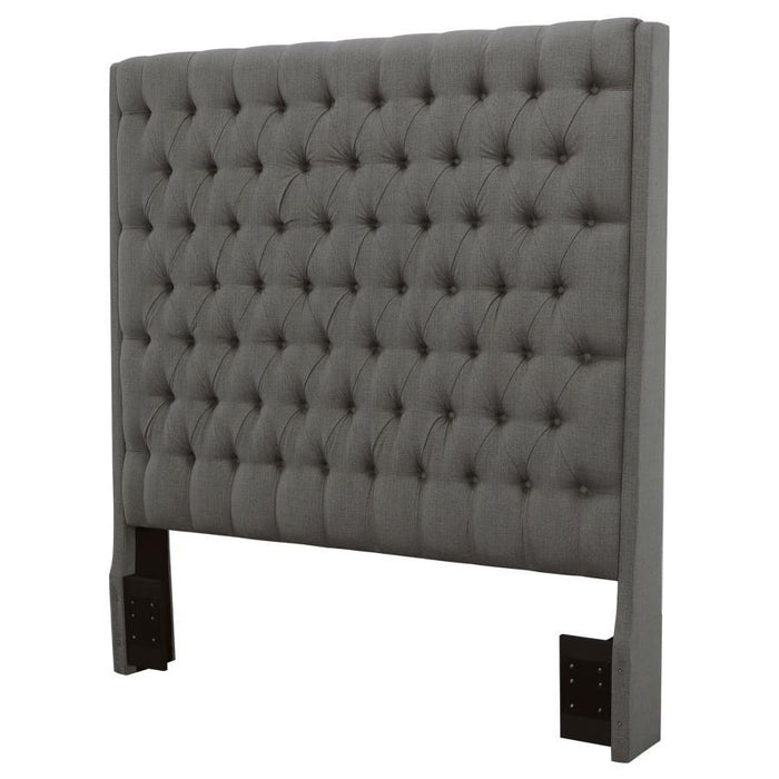 Camille - Upholstered California King Panel Headboard - Gray – Upholstered Headboards by CoasterEssence at Furniture Wholesale Plus , Nashville furniture store