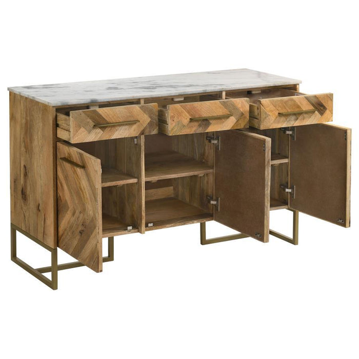 Keaton - Marble Top Herringbone Accent Cabinet – Accent Cabinets by CoasterElevations at Furniture Wholesale Plus , Nashville furniture store