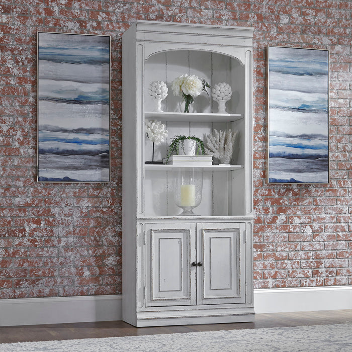Magnolia Manor - Bunching Bookcase - Antique White – Standard Bookcases by Liberty Furniture at Furniture Wholesale Plus , Nashville furniture store
