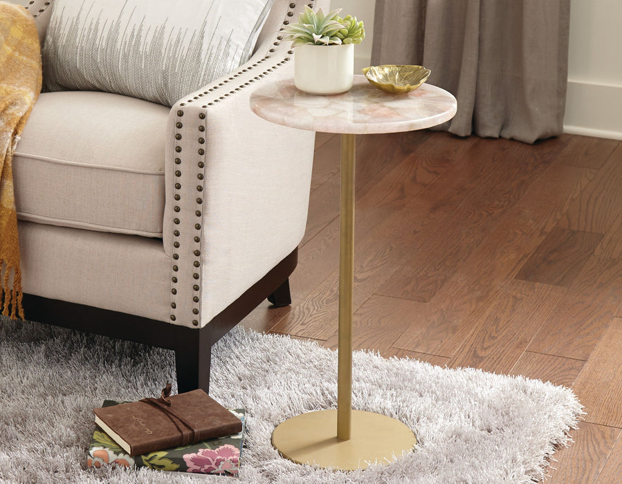 Rosie - Rose Quartz Top Chairside Table - Beige – Chair Side Tables by Steve Silver Furniture at Furniture Wholesale Plus , Nashville furniture store