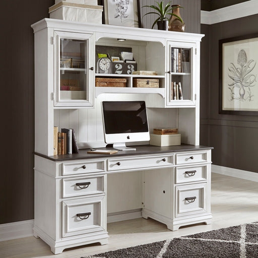 Allyson Park - Credenza & Hutch - Wirebrushed White / Charcoal – Credenzas & Hutches by Liberty Furniture at Furniture Wholesale Plus , Nashville furniture store
