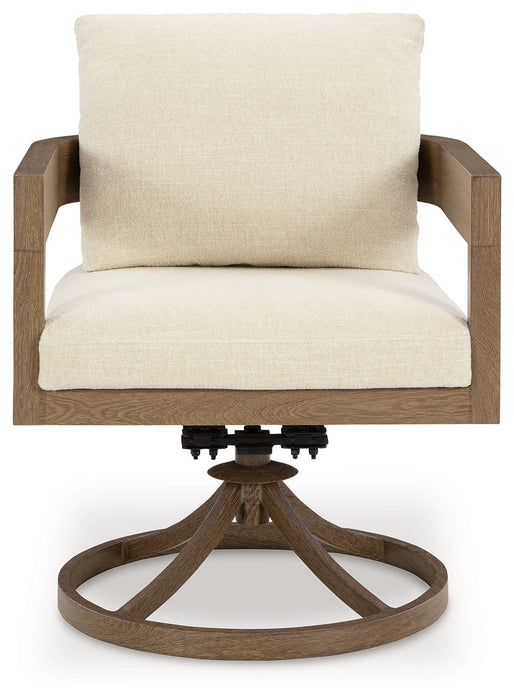 Serene Bay - Dark Brown / White - Swivel Chair With Cushion (Set of 2) - Premium Chair Sets from Signature Design by Ashley® - Just $1228! Shop now at Furniture Wholesale Plus  We are the best furniture store in Nashville, Hendersonville, Goodlettsville, Madison, Antioch, Mount Juliet, Lebanon, Gallatin, Springfield, Murfreesboro, Franklin, Brentwood