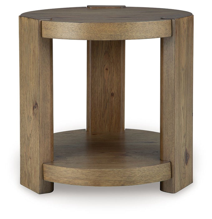 Flangren - Round End Table - Light Brown – End Tables by Signature Design by Ashley® at Furniture Wholesale Plus , Nashville furniture store