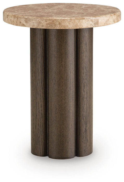 Darimore - Chair Side End Table - Burnished Brown – Chair Side Tables by Signature Design by Ashley® at Furniture Wholesale Plus , Nashville furniture store