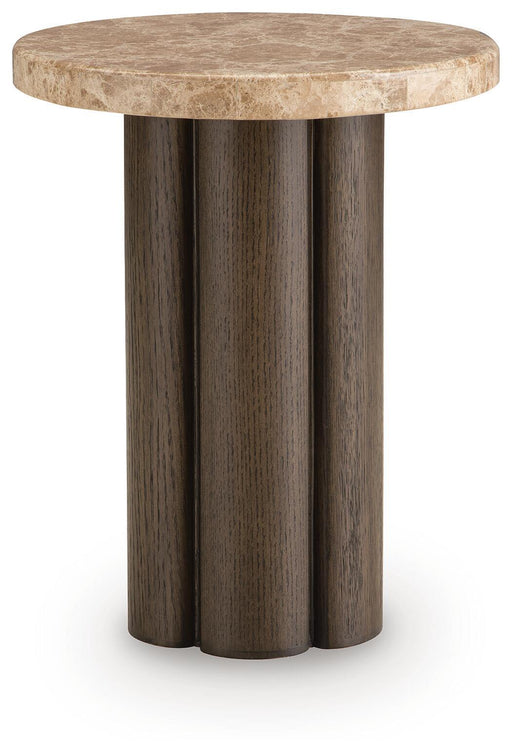 Darimore - Chair Side End Table - Burnished Brown – Chair Side Tables by Signature Design by Ashley® at Furniture Wholesale Plus , Nashville furniture store