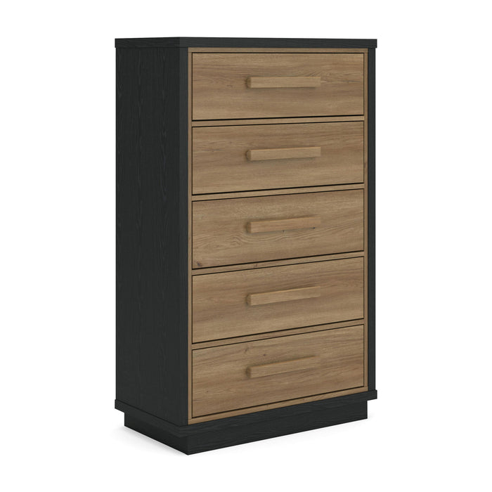Kozmour - Five Drawer Chest - Black / Brown – Accent Chests by Signature Design by Ashley® at Furniture Wholesale Plus , Nashville furniture store