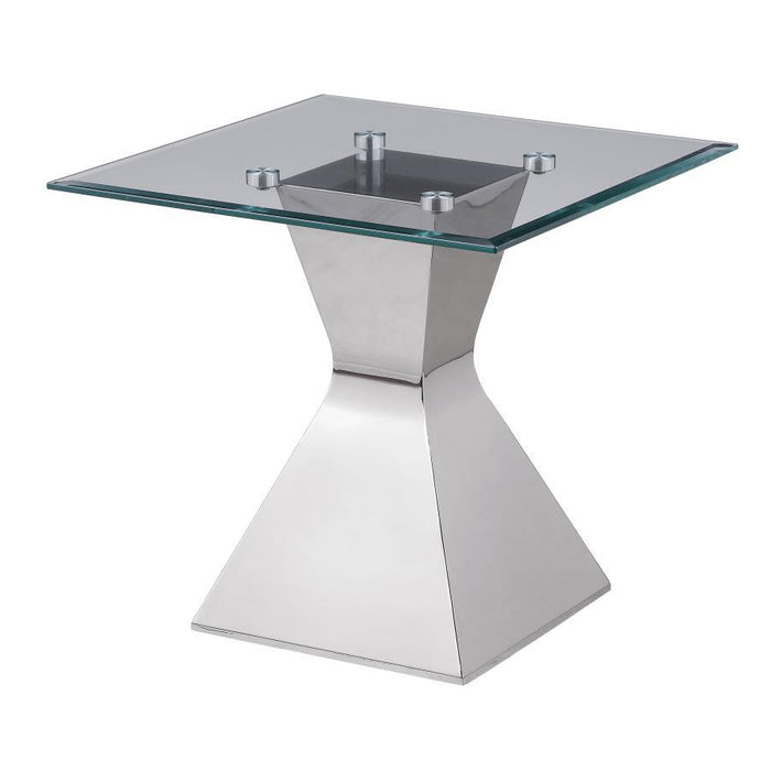 Jenny - Glass Top Stainless Steel Table – End Tables by CoasterEveryday at Furniture Wholesale Plus , Nashville furniture store