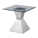 Jenny - Glass Top Stainless Steel Table – End Tables by CoasterEveryday at Furniture Wholesale Plus , Nashville furniture store