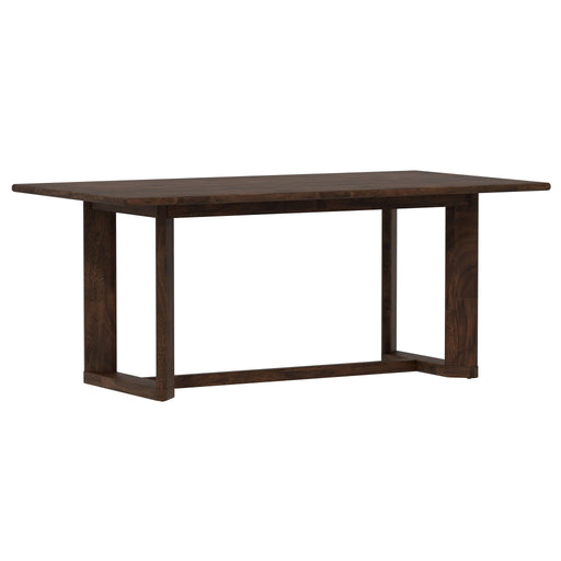 Ronan - Trestle Dining Table - Rich Brown - Premium Dining Tables from Emerald Home - Just $589! Shop now at Furniture Wholesale Plus  We are the best furniture store in Nashville, Hendersonville, Goodlettsville, Madison, Antioch, Mount Juliet, Lebanon, Gallatin, Springfield, Murfreesboro, Franklin, Brentwood
