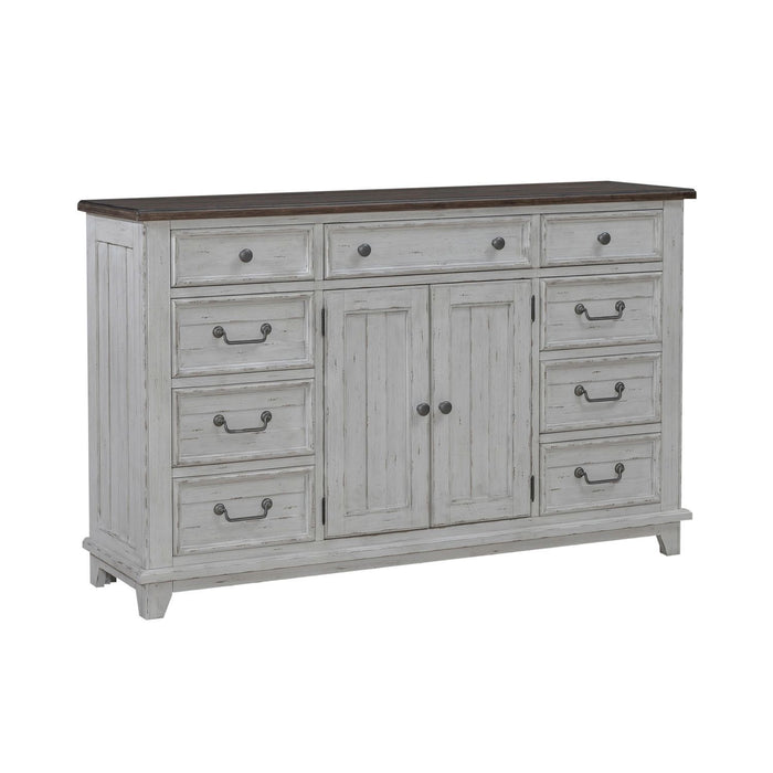 River Place - 2 Door 9 Drawer Dresser - Riverstone White & Tobacco – Dressers by Liberty Furniture at Furniture Wholesale Plus , Nashville furniture store