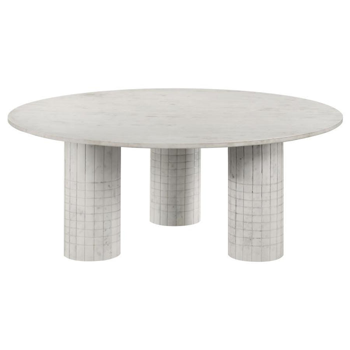 Astoria - Round Genuine Marble Coffee Table - White – Coffee Tables by Coaster Fine Furniture at Furniture Wholesale Plus , Nashville furniture store