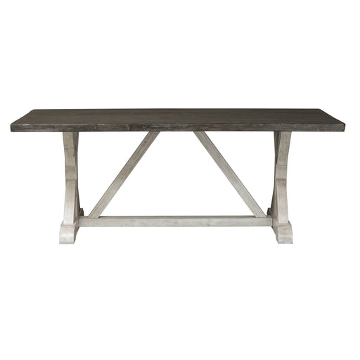Willowrun - Trestle Table - Rustic White / Weathered Gray Top – Dining Tables by Liberty Furniture at Furniture Wholesale Plus , Nashville furniture store