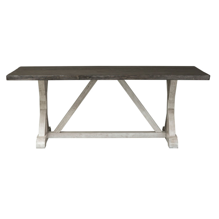 Willowrun - Trestle Table - Rustic White / Weathered Gray Top – Dining Tables by Liberty Furniture at Furniture Wholesale Plus , Nashville furniture store