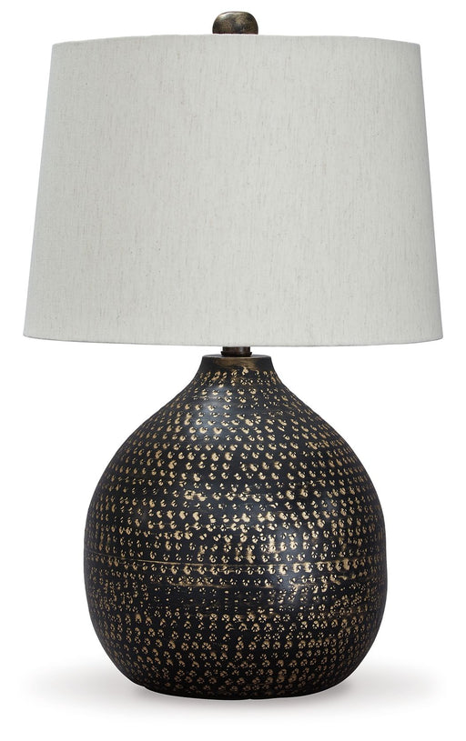 Maire - Black / Gold Finish - Metal Table Lamp - Premium Table Lamps from Signature Design by Ashley® - Just $128! Shop now at Furniture Wholesale Plus  We are the best furniture store in Nashville, Hendersonville, Goodlettsville, Madison, Antioch, Mount Juliet, Lebanon, Gallatin, Springfield, Murfreesboro, Franklin, Brentwood