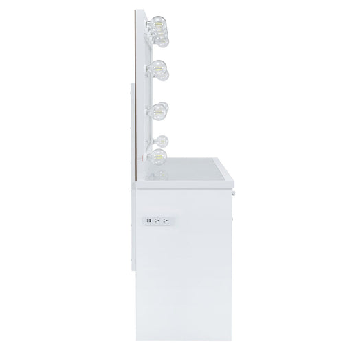 Amia - Complete Vanity With Lightbulbs - Glossy White – Vanity Desks by Elements International at Furniture Wholesale Plus , Nashville furniture store