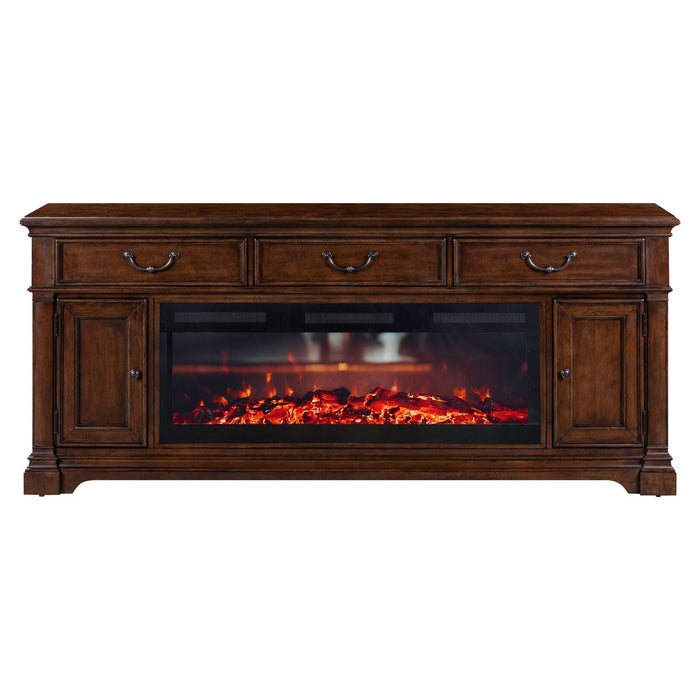 Fireplace TV Consoles - 512 84" Console With Fire FTS - Brown – Fireplace TV Stands by Liberty Furniture at Furniture Wholesale Plus , Nashville furniture store