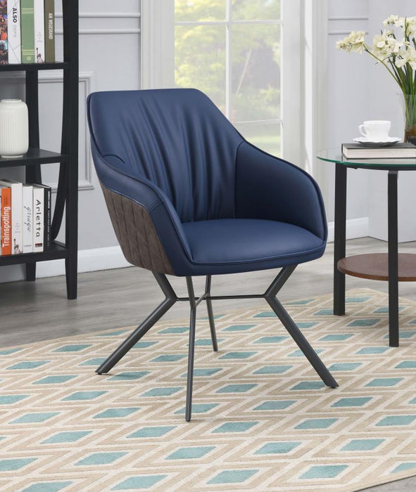 Mayer - Upholstered Dining Arm Chair (Set of 2) - Blue – Chair Sets by CoasterEssence at Furniture Wholesale Plus , Nashville furniture store