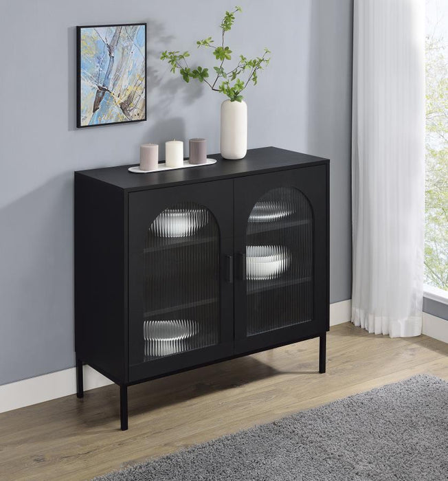 Jess - 2-Door Arched Fluted Glass Accent Cabinet - Black – Accent Cabinets by Coaster Fine Furniture at Furniture Wholesale Plus , Nashville furniture store