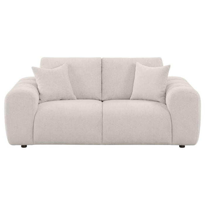 Burnett - Chenille Upholstered Wide Arm Loveseat – Stationary Loveseats by Coaster Fine Furniture at Furniture Wholesale Plus , Nashville furniture store
