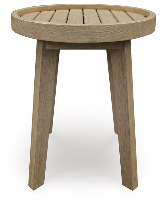 Marina Sun - Beige - Round End Table - Premium End Tables from Signature Design by Ashley® - Just $118! Shop now at Furniture Wholesale Plus  We are the best furniture store in Nashville, Hendersonville, Goodlettsville, Madison, Antioch, Mount Juliet, Lebanon, Gallatin, Springfield, Murfreesboro, Franklin, Brentwood