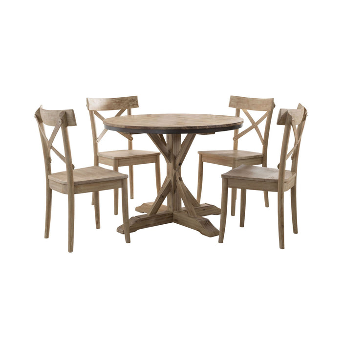 Callista - Round Standard Height 5 Piece Dining Set (Table And Four Chairs) - Beach – 5 Piece Dining Room Sets by Elements International at Furniture Wholesale Plus , Nashville furniture store