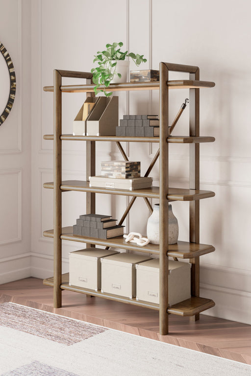 Roanhowe - Brown - Bookcase - Premium Etageres from Signature Design by Ashley® - Just $498! Shop now at Furniture Wholesale Plus  We are the best furniture store in Nashville, Hendersonville, Goodlettsville, Madison, Antioch, Mount Juliet, Lebanon, Gallatin, Springfield, Murfreesboro, Franklin, Brentwood