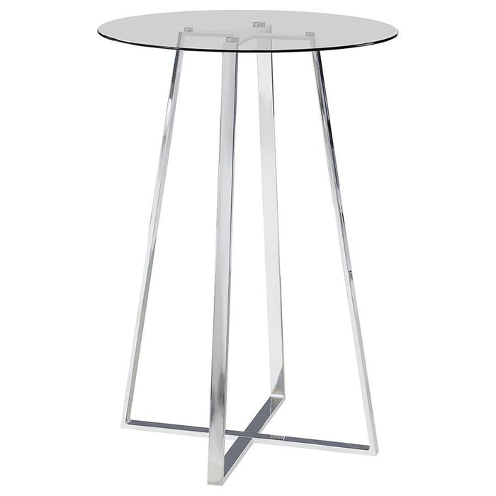 Zanella - Round Glass Top Bistro Bar Table - Chrome – Bar Tables by CoasterEveryday at Furniture Wholesale Plus , Nashville furniture store