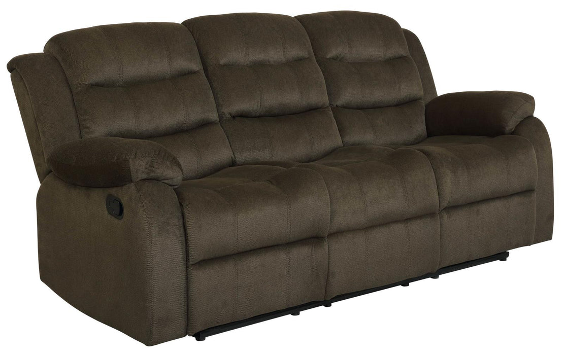 Rodman Pillow Top Arm Motion Sofa Olive Brown - Premium Sofa from Coaster Z2 Standard - Just $738! Shop now at Furniture Wholesale Plus  We are the best furniture store in Nashville, Hendersonville, Goodlettsville, Madison, Antioch, Mount Juliet, Lebanon, Gallatin, Springfield, Murfreesboro, Franklin, Brentwood