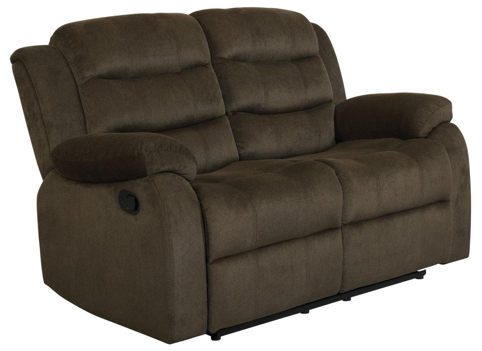 Rodman Pillow Top Arm Motion Loveseat Olive Brown - Premium Loveseat from Coaster Z2 Standard - Just $638! Shop now at Furniture Wholesale Plus  We are the best furniture store in Nashville, Hendersonville, Goodlettsville, Madison, Antioch, Mount Juliet, Lebanon, Gallatin, Springfield, Murfreesboro, Franklin, Brentwood