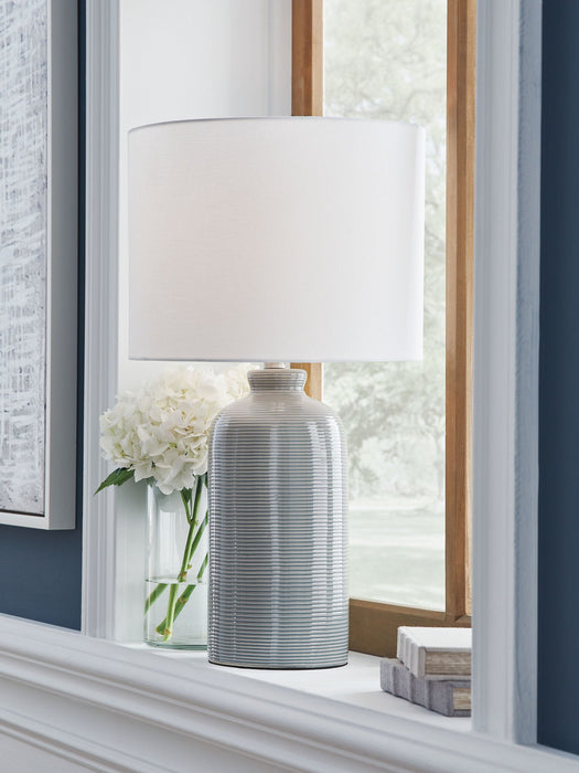 Wimlow - Ceramic Table Lamp - Gray Blue – Table Lamps by Signature Design by Ashley® at Furniture Wholesale Plus , Nashville furniture store
