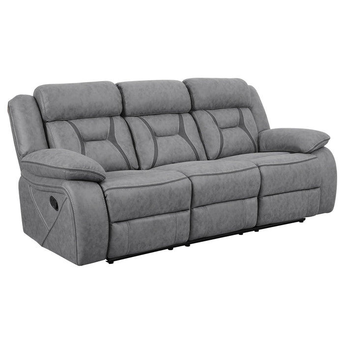 Higgins Pillow Top Arm Upholstered Motion Sofa Grey - Premium Sofa from Coaster Z2 Standard - Just $1078! Shop now at Furniture Wholesale Plus  We are the best furniture store in Nashville, Hendersonville, Goodlettsville, Madison, Antioch, Mount Juliet, Lebanon, Gallatin, Springfield, Murfreesboro, Franklin, Brentwood