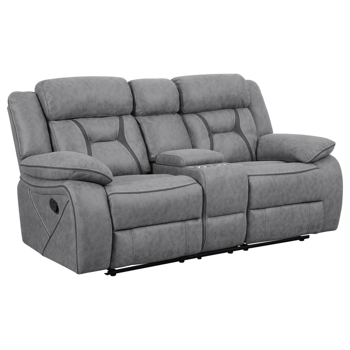 Higgins Pillow Top Arm Motion Loveseat with Console Grey - Premium Loveseat from Coaster Z2 Standard - Just $1078! Shop now at Furniture Wholesale Plus  We are the best furniture store in Nashville, Hendersonville, Goodlettsville, Madison, Antioch, Mount Juliet, Lebanon, Gallatin, Springfield, Murfreesboro, Franklin, Brentwood