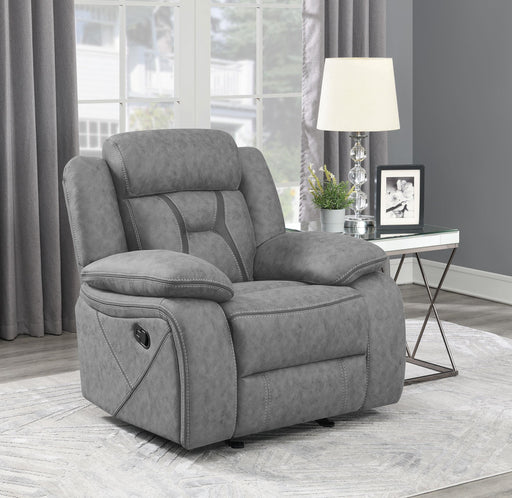 Higgins Overstuffed Upholstered Glider Recliner Grey - Premium Recliner from Coaster Z2 Standard - Just $578! Shop now at Furniture Wholesale Plus  We are the best furniture store in Nashville, Hendersonville, Goodlettsville, Madison, Antioch, Mount Juliet, Lebanon, Gallatin, Springfield, Murfreesboro, Franklin, Brentwood