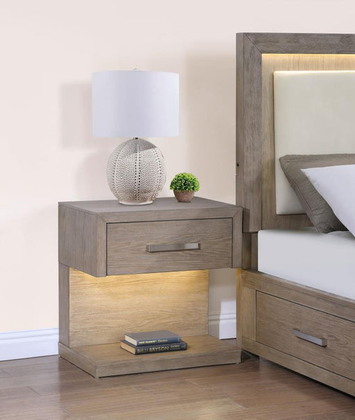 Kenora - 1-Drawer Nightstand Bedside Table - Barley Brown – Accent Nightstands by Coaster Fine Furniture at Furniture Wholesale Plus , Nashville furniture store