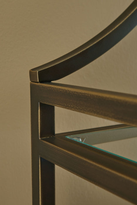 Bernonly - Bookcase - Antique Bronze Finish – Etageres by Signature Design by Ashley® at Furniture Wholesale Plus , Nashville furniture store