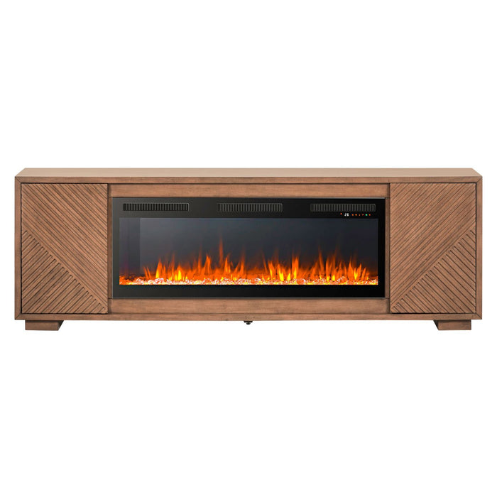Fireplace TV Consoles - 214 84'' Console With Fire FTS Multiplees - Light Brown – Fireplace TV Stands by Liberty Furniture at Furniture Wholesale Plus , Nashville furniture store