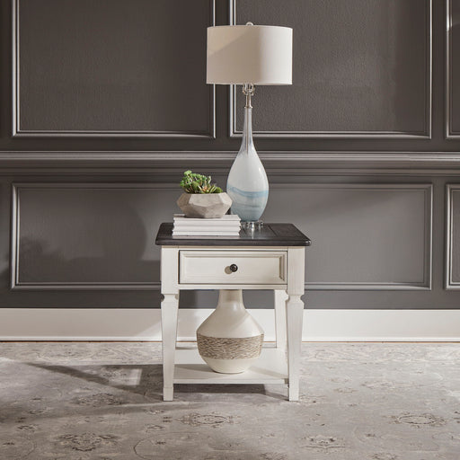Allyson Park - Drawer End Table - Wirebrushed White / Charcoal – End Tables by Liberty Furniture at Furniture Wholesale Plus , Nashville furniture store