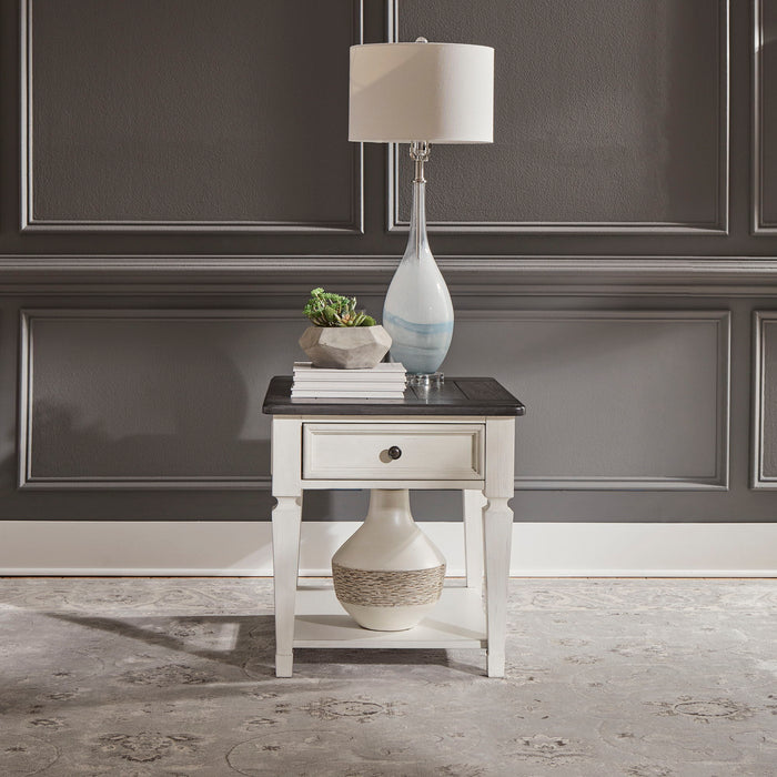 Allyson Park - Drawer End Table - Wirebrushed White / Charcoal – End Tables by Liberty Furniture at Furniture Wholesale Plus , Nashville furniture store