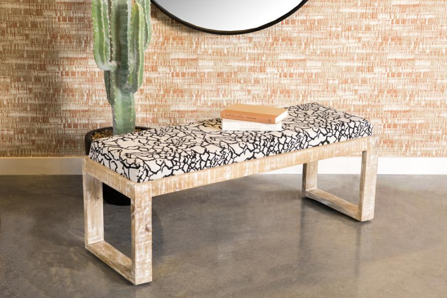 Aiden - Fabric Upholstered Accent Bench - Distressed White - Premium Upholstered Benches from CoasterEveryday - Just $399! Shop now at Furniture Wholesale Plus  We are the best furniture store in Nashville, Hendersonville, Goodlettsville, Madison, Antioch, Mount Juliet, Lebanon, Gallatin, Springfield, Murfreesboro, Franklin, Brentwood