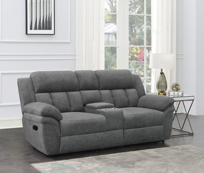 Bahrain Upholstered Motion Loveseat with Console Charcoal - Premium Loveseat from Coaster Z2 Standard - Just $1146! Shop now at Furniture Wholesale Plus  We are the best furniture store in Nashville, Hendersonville, Goodlettsville, Madison, Antioch, Mount Juliet, Lebanon, Gallatin, Springfield, Murfreesboro, Franklin, Brentwood