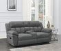 Bahrain Upholstered Motion Loveseat with Console Charcoal - Premium Loveseat from Coaster Z2 Standard - Just $1146! Shop now at Furniture Wholesale Plus  We are the best furniture store in Nashville, Hendersonville, Goodlettsville, Madison, Antioch, Mount Juliet, Lebanon, Gallatin, Springfield, Murfreesboro, Franklin, Brentwood