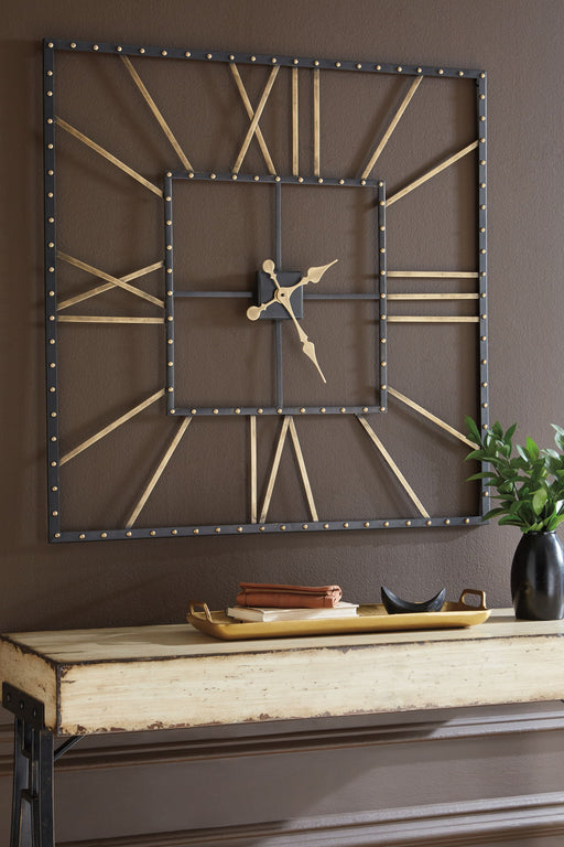 Thames - Wall Clock - Black / Gold Finish – Wall Clocks by Signature Design by Ashley® at Furniture Wholesale Plus , Nashville furniture store