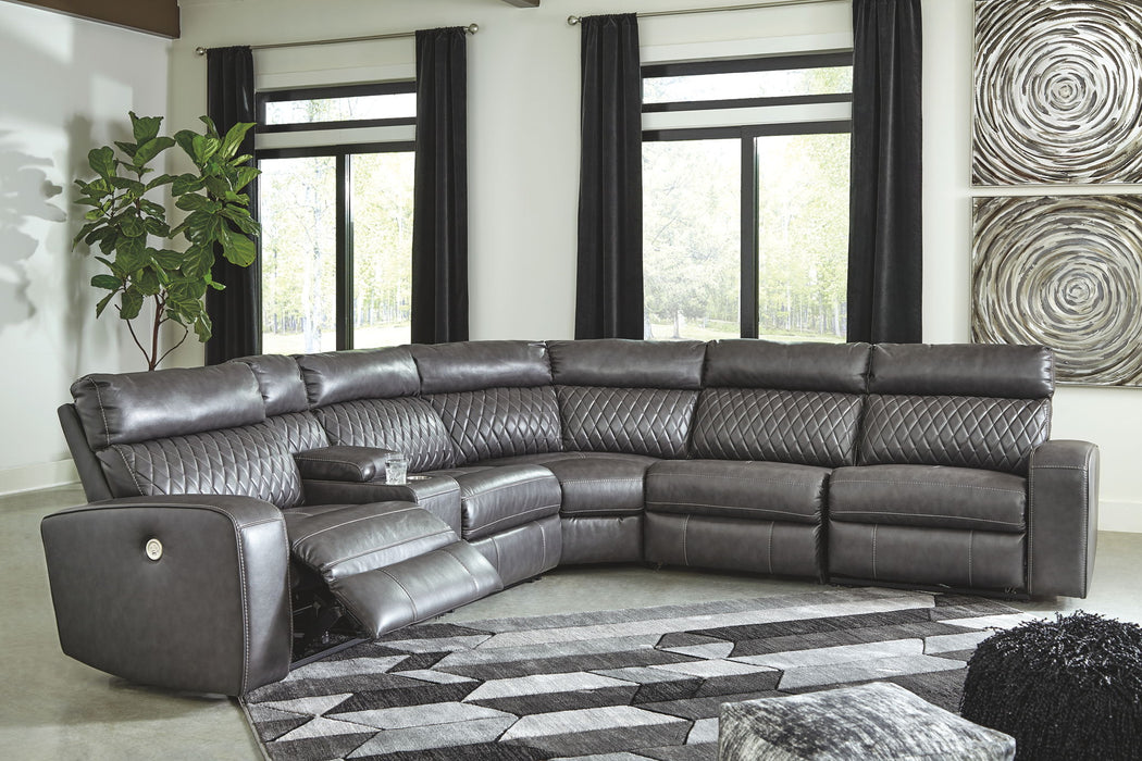 Samperstone - Power Reclining Sectional – Reclining Sectionals by Signature Design by Ashley® at Furniture Wholesale Plus , Nashville furniture store