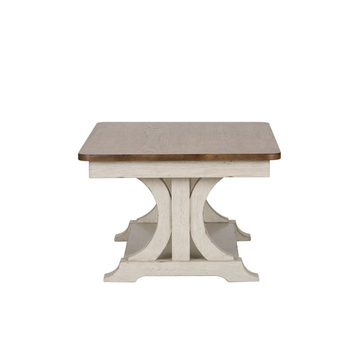 Farmhouse Reimagined - Rectangular Cocktail Table - Antique White / Chestnut Tops – Cocktail Tables by Liberty Furniture at Furniture Wholesale Plus , Nashville furniture store