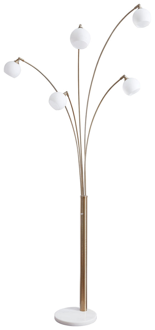 Taliya - Champagne / White - Metal Arc Lamp - Premium Floor Lamps from Signature Design by Ashley® - Just $288! Shop now at Furniture Wholesale Plus  We are the best furniture store in Nashville, Hendersonville, Goodlettsville, Madison, Antioch, Mount Juliet, Lebanon, Gallatin, Springfield, Murfreesboro, Franklin, Brentwood