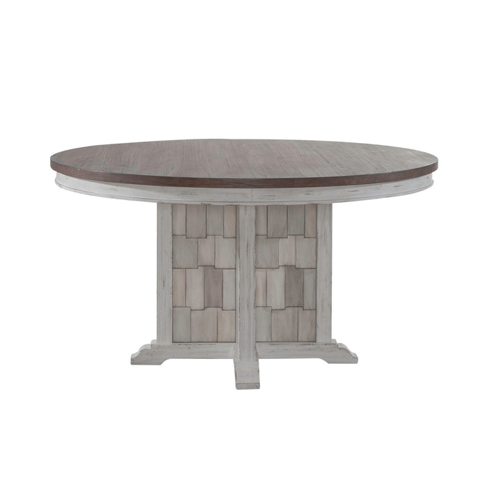 River Place - Pedestal Table - Riverstone White & Tobacco – Dining Tables by Liberty Furniture at Furniture Wholesale Plus , Nashville furniture store
