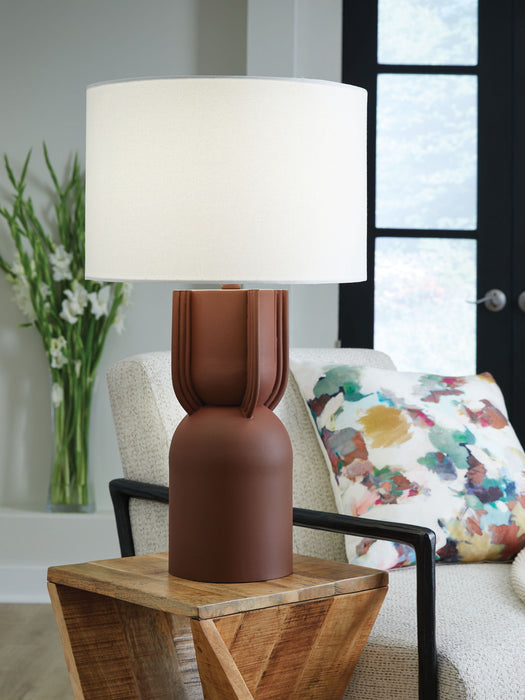 Rowandale - Metal Table Lamp - Brick Red – Table Lamps by Signature Design by Ashley® at Furniture Wholesale Plus , Nashville furniture store