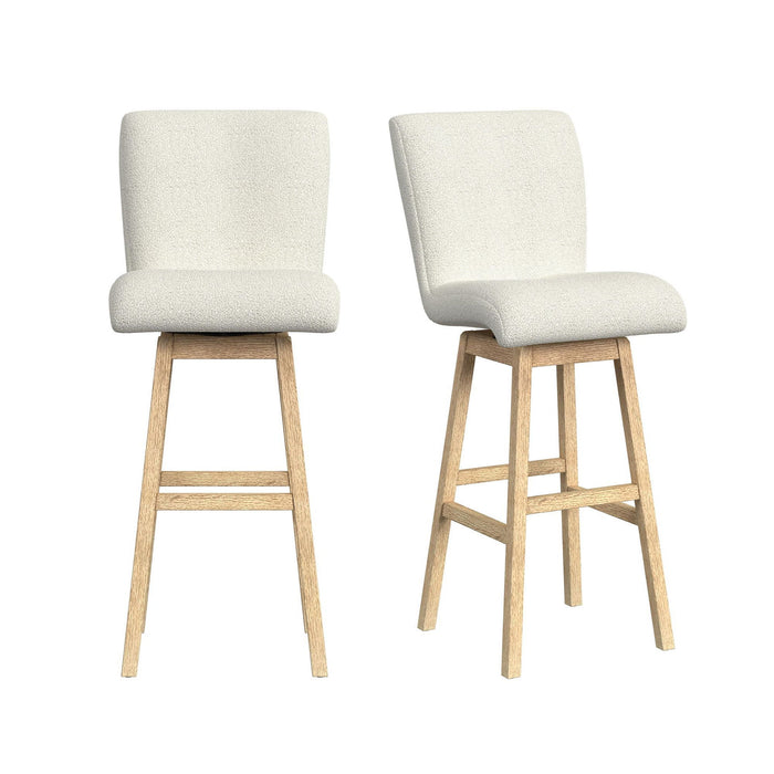 Cambrie - Upholstered Swivel Bar Stool With Boucle (Set of 2) - Beige / Natural – Stool Sets by Elements International at Furniture Wholesale Plus , Nashville furniture store