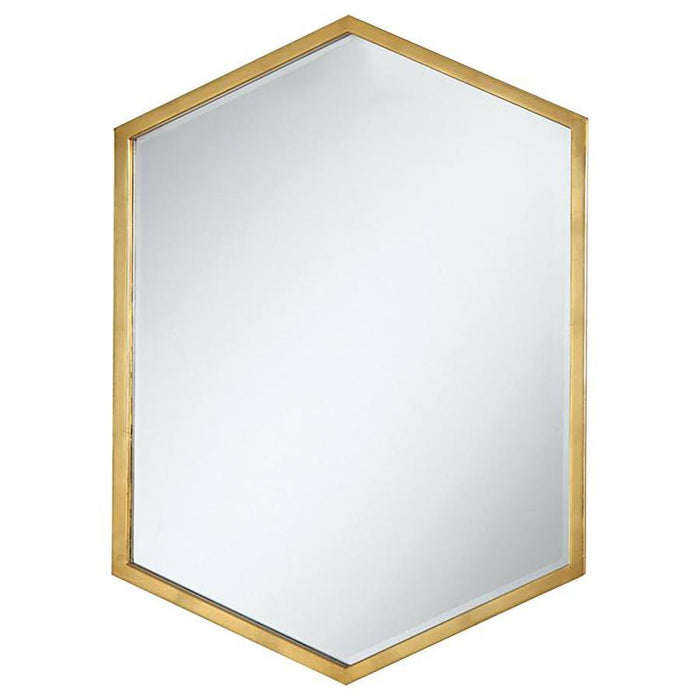 Bledel - Hexagonal Wall Mirror - Gold – Wall Mirrors by CoasterEveryday at Furniture Wholesale Plus , Nashville furniture store