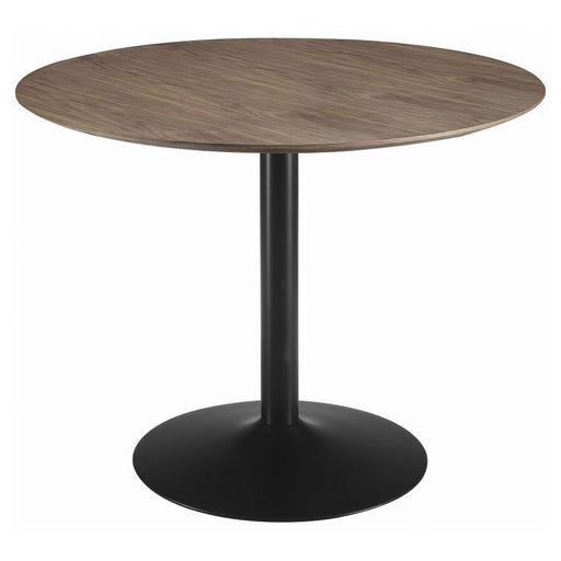 Cora - Round Wood Top Dining Table - Brown Walnut - Premium Dining Tables from CoasterEssence - Just $439! Shop now at Furniture Wholesale Plus  We are the best furniture store in Nashville, Hendersonville, Goodlettsville, Madison, Antioch, Mount Juliet, Lebanon, Gallatin, Springfield, Murfreesboro, Franklin, Brentwood